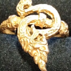 Vintage Gold Amulet Serpent Ring/Gothic
